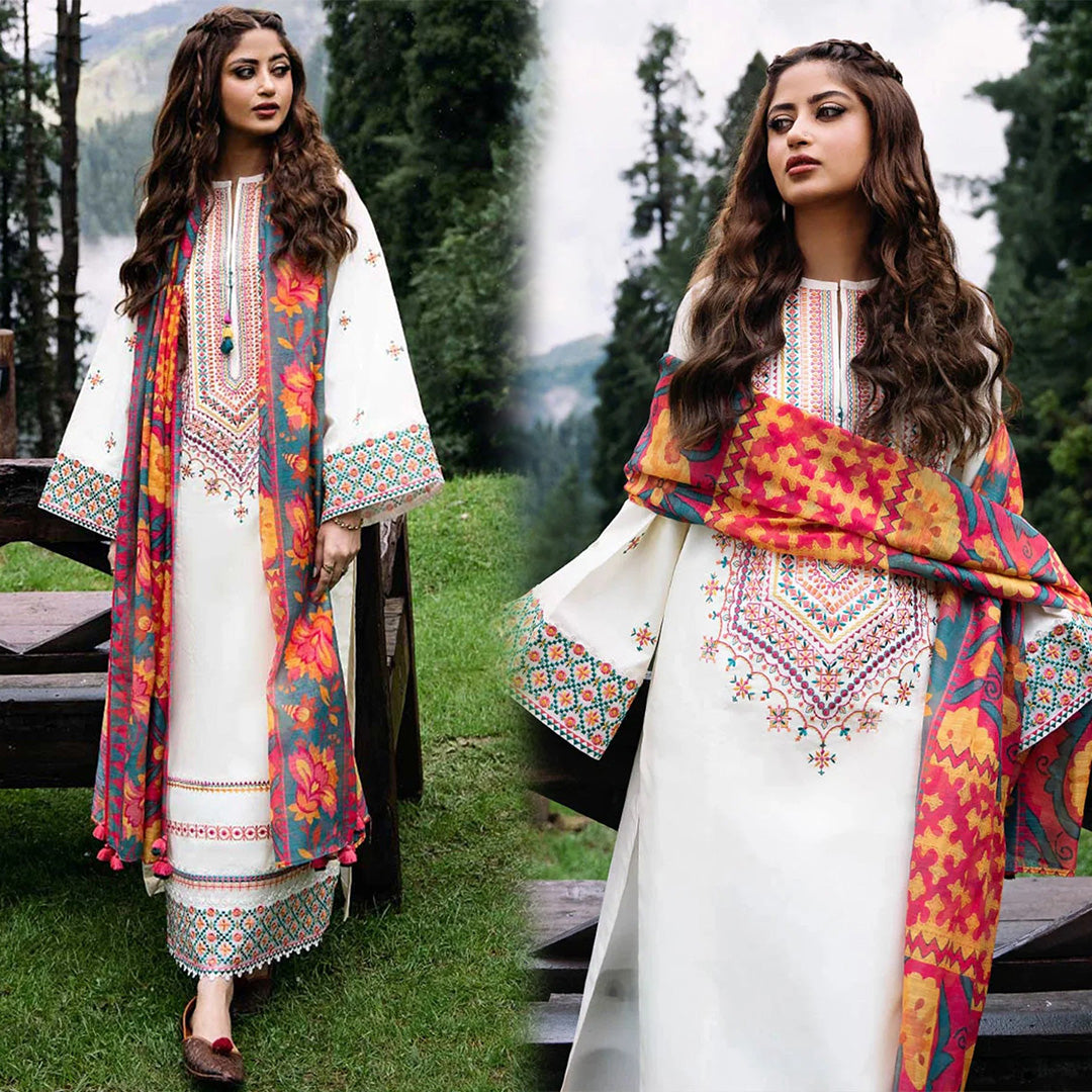 Lawn-3PC Embroidered Shirt with Digital Printed Jacquard Dupatta - 5148