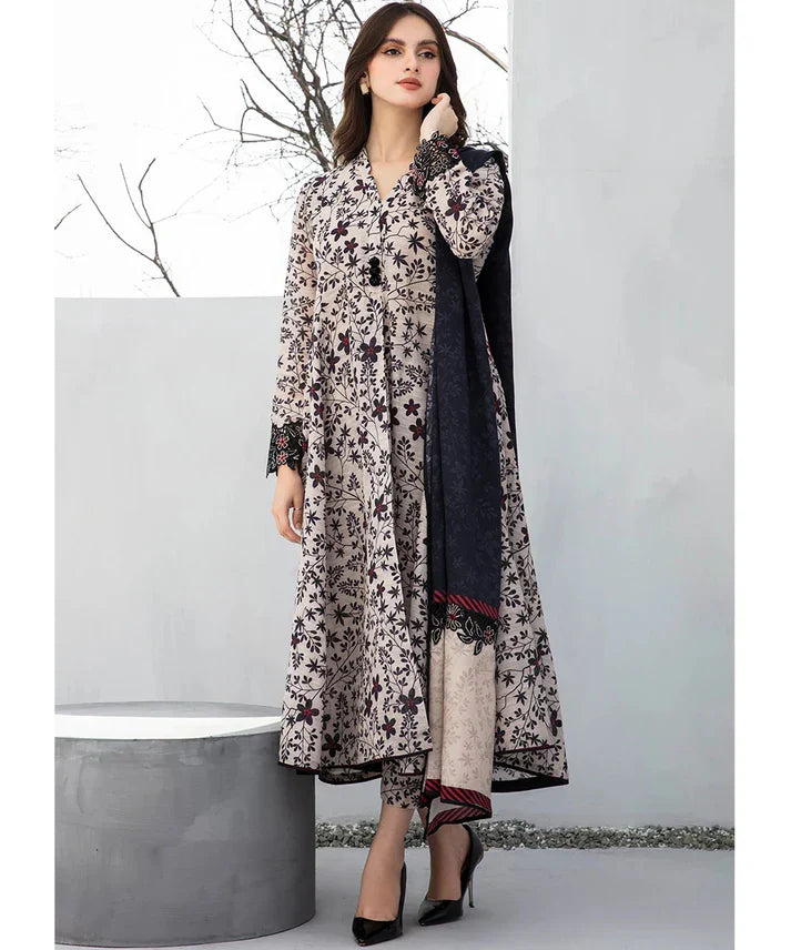 3PC LAWN PRINTED SHIRT WITH LAWN PRINTED DUAPTTA AND TROUSER-4002