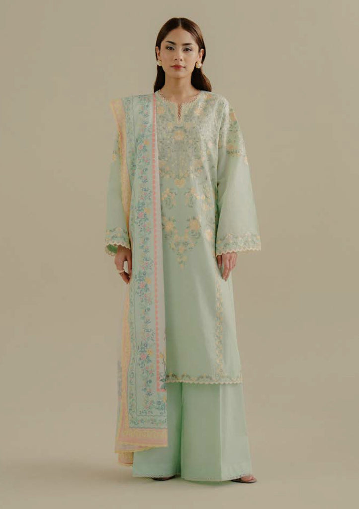Lawn-3PC Embroidered Shirt with Digital Printed Jacquard Dupatta-1395