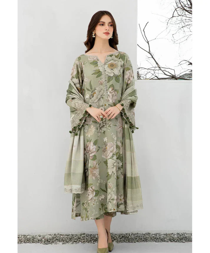 3PC LAWN PRINTED SHIRT WITH LAWN PRINTED DUAPTTA AND TROUSER-4001