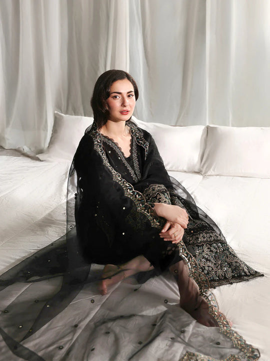 Lawn-3PC Sequence Embroidered With Organza Embroidered Dupatta-5299