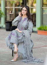 Lawn-3PC Embroidered Shirt with Chiffon Embroidered Dupatta-5155