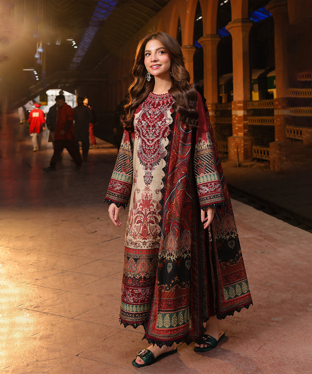 3PC LAWN PRINTED SHIRT WITH VOILE PRINTED DUAPTTA-4007